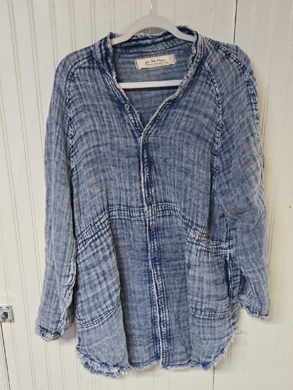 We The Free Washed Indigo Button-Up Shirt